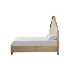 Rustic Oak 3-Piece Eastern King Bed with Nightstands, Solid Wood, Unique Legs, Upholstered Frame, Traditional Design