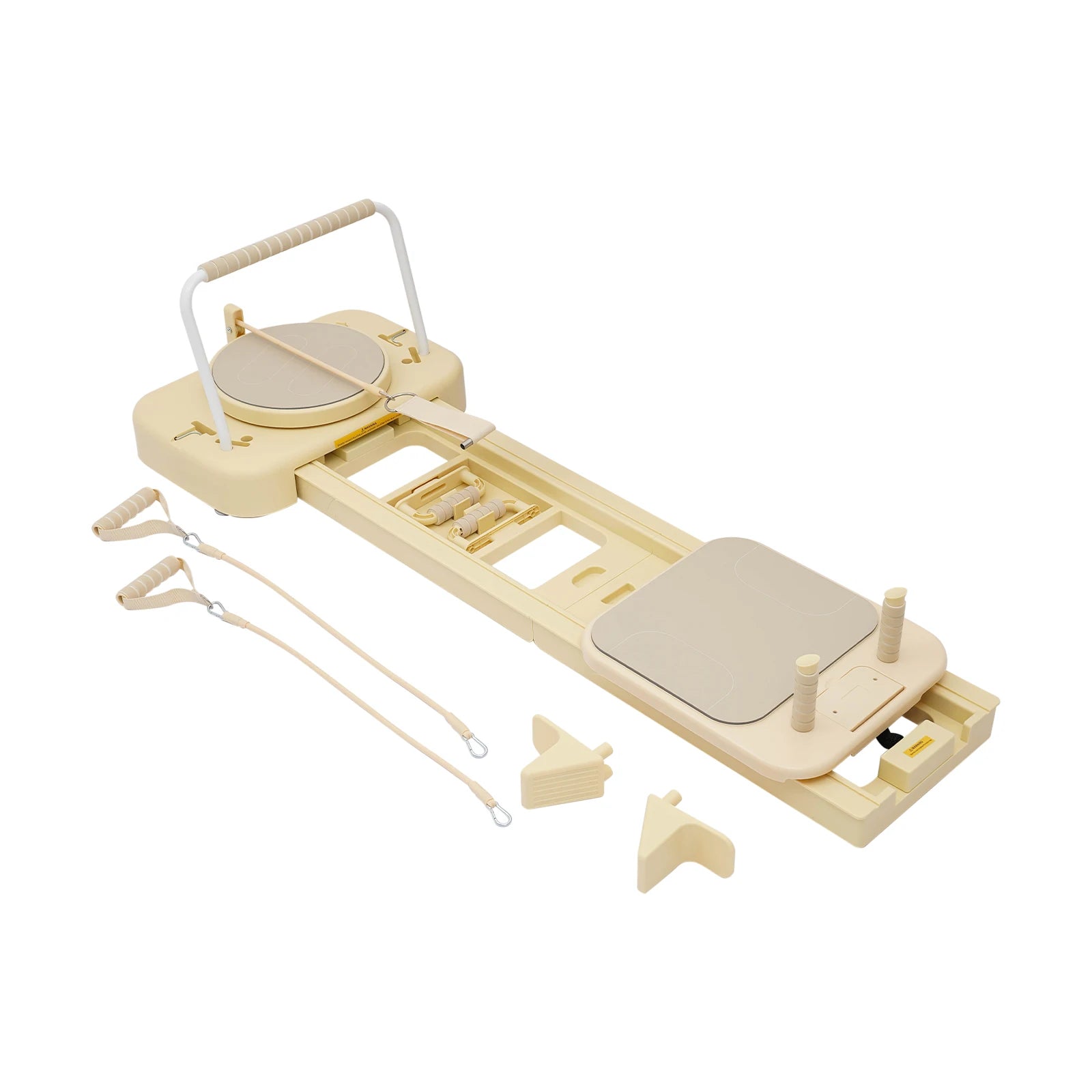 Foldable Pilates Fitness Board Portable with Tension Bands, Ab Wheel, Push-up Handles, Balance Board, Plank Stand, for Home Gym, Core Strength, Body Sculpting, Travel, Adjustable Resistance