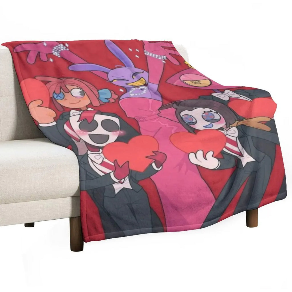 A-Amazing D-Digital Anime Circus Cozy Super Soft Flannel Blanket, Funny Game Theme Warm Throw Blanket For Living Room,Home Decor