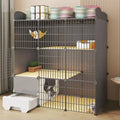 Indoor Metal Pet Playpen with Litter Box, Climbing Ladder, and 360° Wheels (42.9x15.4x46.9in)