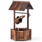 Garden Rustic Wishing Well Wooden Water Fountain with Pump