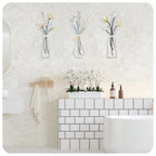 3 Pcs Metal Flowers Wall Art for Living Room, Dining Room, Bedroom Decor Minimalist Floral Vases Wall Decor Boho Metal Wall Art