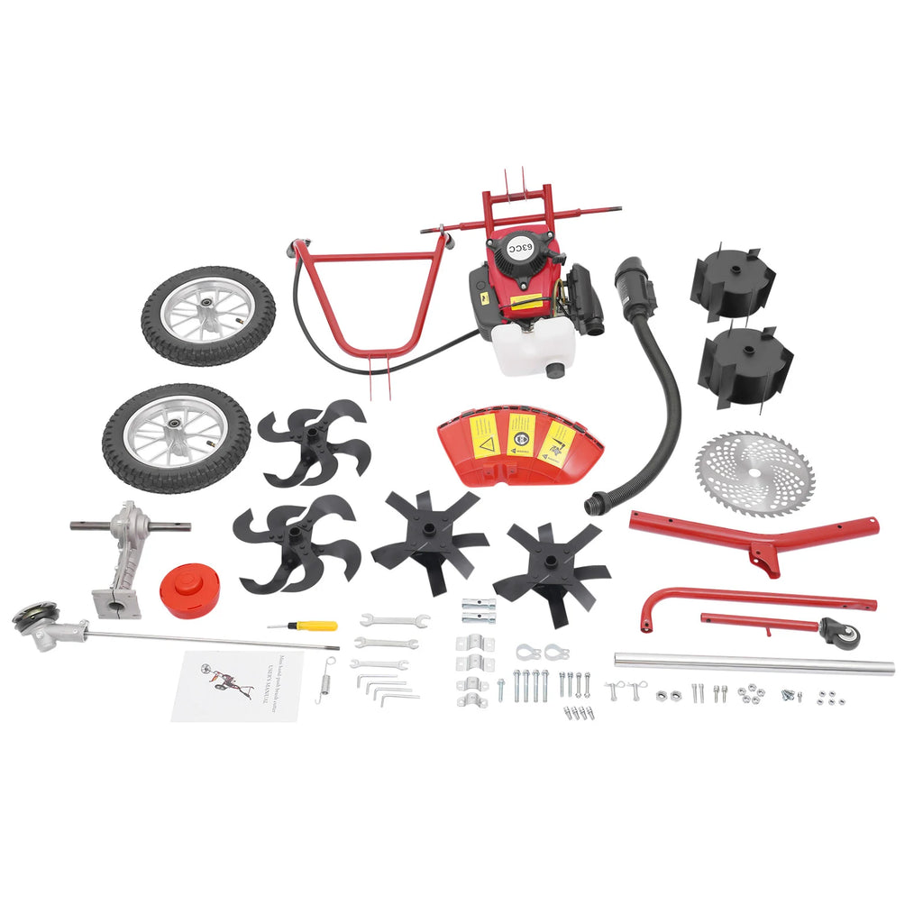 63cc 4hp Gasoline Cultivator Portable Weeding Machine Micro Garden Rotary Tiller Hand-Push Weeder for Plowing Tilling Weeding