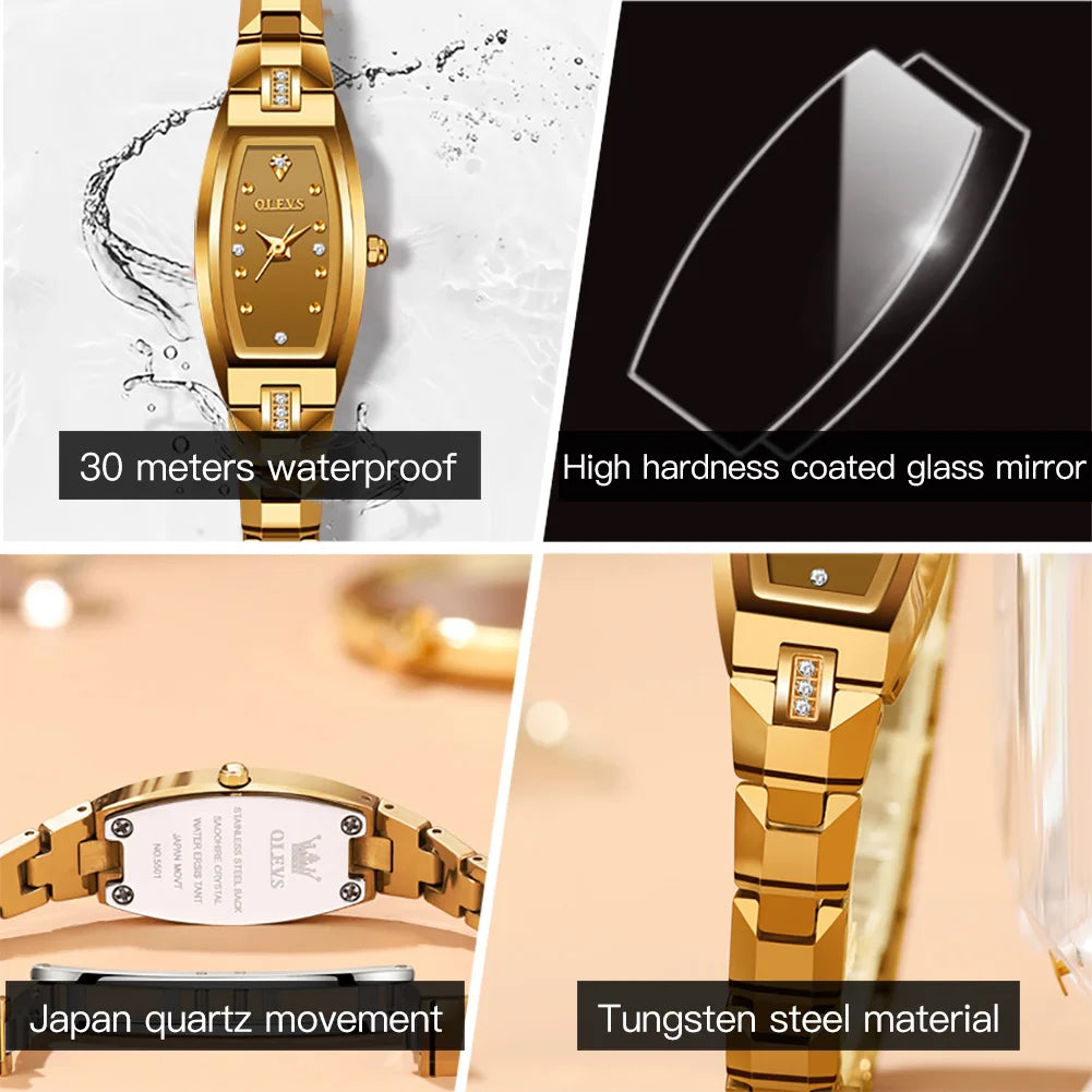 OLEVS 5501 Women Watch Fashion Tungsten Steel Brand Luxury Waterproof Watch Elegant Rose Gold Diamond Noble Women Quartz Watch