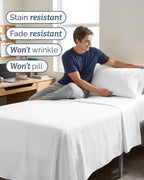 Twin XL Size 3 Piece Sheet Set - Comfy Breathable & Cooling Sheets - Hotel Luxury Bed Sheets for Women & Men - Deep Pockets, Easy-Fit, Extra Soft & Wrinkle Free Sheets - White Oeko-Tex Bed Sheet Set