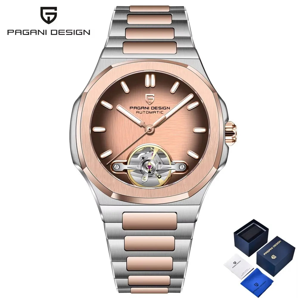 2026 New PAGANI DESIGN Men's Watches Rose Gold Luxury Automatic Watch For Men Tourbillon Mechanical Watch AR Sapphire Clock Gift