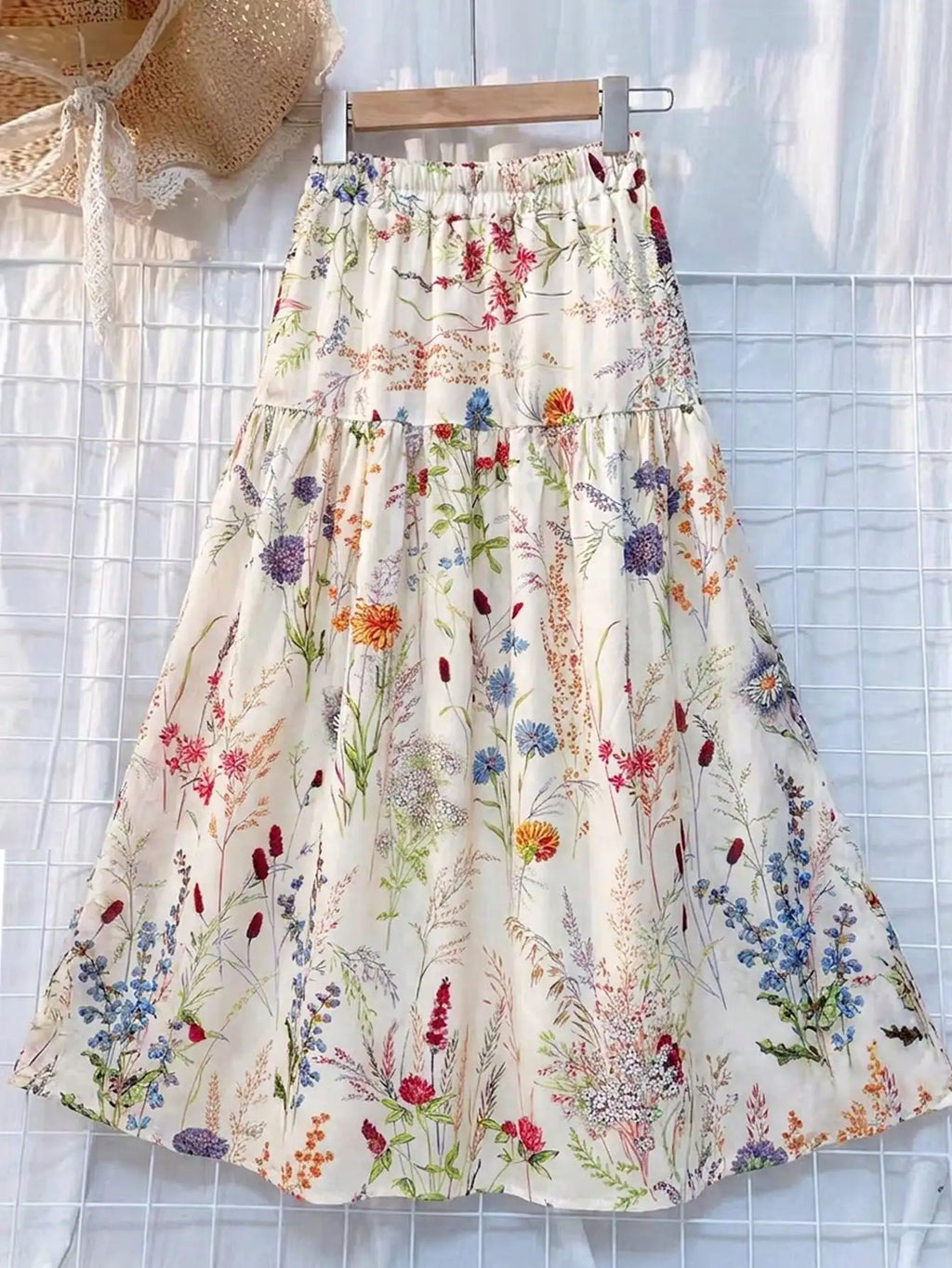 GlowEve Women's Summer Multi-Color Print Elastic Waist Patchwork Flared Long Skirt, EleBack To School, Teacher, Formal Occasions, Gifts, Dates, Street Photography, Summer Clothing, Summer Skirt, Summer Fashion Item, Niche Des