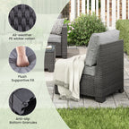 Farini Patio Sectional Sofa Set, Outdoor Furniture with Ottoman, Water/Oil/Stain-Resistant Fabric, Dark Gray Cushion + Gray Wick