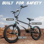 Youth BMX Bike 18-20 Inch, Ages 8-12, Adjustable Seat, Front & Rear U-Brakes, 2.09 Wide Tires