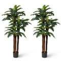 2 Pack Artificial Palm Tree 6. 3 ft Tall Fake Tropical Plant w/ 3 Real Barks