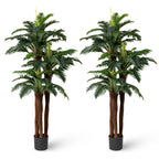 2 Pack Artificial Palm Tree 6. 3 ft Tall Fake Tropical Plant w/ 3 Real Barks