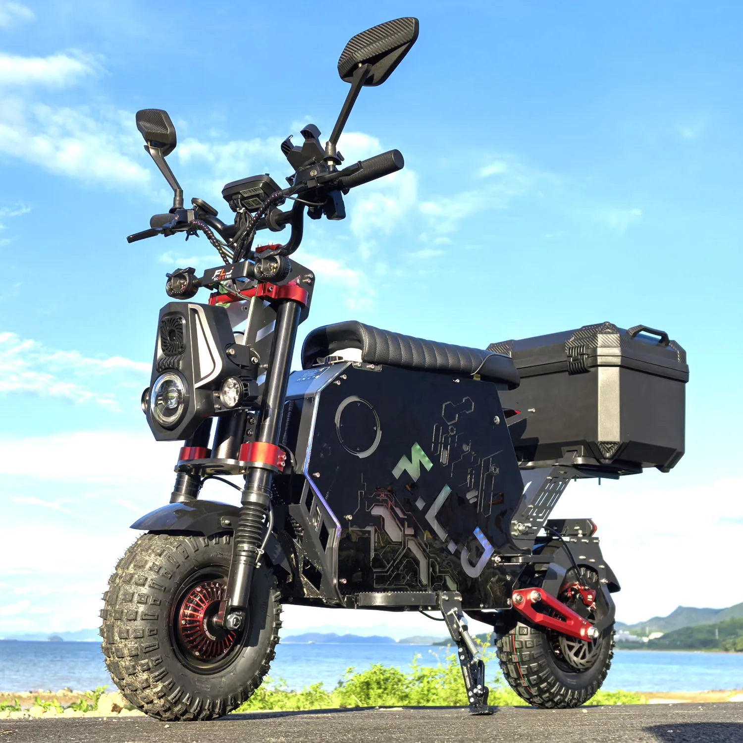 US Stock FLJ Scooter 72V 12000W Electric Scooter with 14 inch Off Road Fat Tire Removable Battery and App Function Scooter