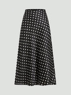 Firerie Women's Retro Elegant Polka Dot Print Vacation Style Skirt,Fall,Fall For Women,Winter For Women,Vacation