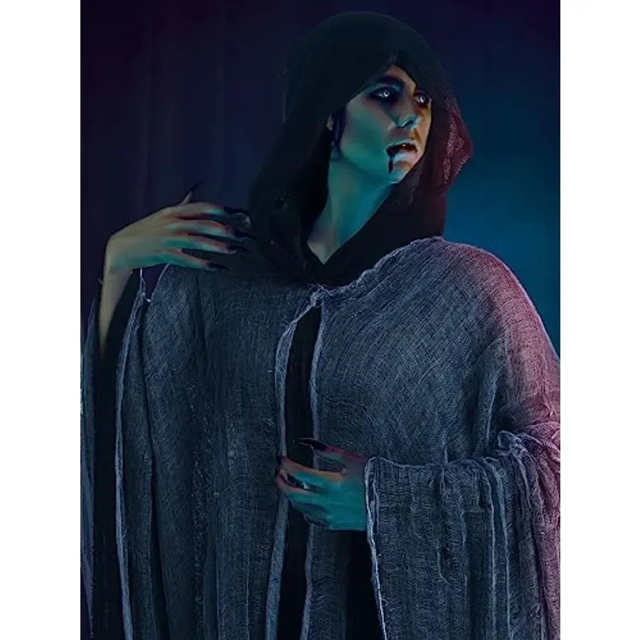 Halloween Grim Reaper Costume Medieval Renaissance Hooded Cloak Wizard Robe for Adult Halloween Cosplay
