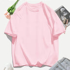 Short Sleeve T-shirt Minimalist Solid Plain Cotton O Neck Oversized Loose Sport Daily Women Summer All Season