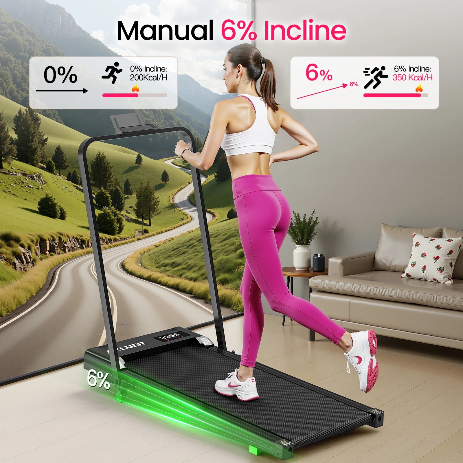 Akluer Walking Pad Treadmill, Portable Under Desk Treadmill 330lbs Capacity, Compact Treadmills Mini Walking Pad, 2.5HP Portable Treadmills with Remote Control, for Home Office Small Space