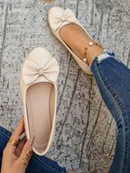 Womens Elegant Bow Flat Loafers, Spring Autumn Comfortable Casual Office Shoes