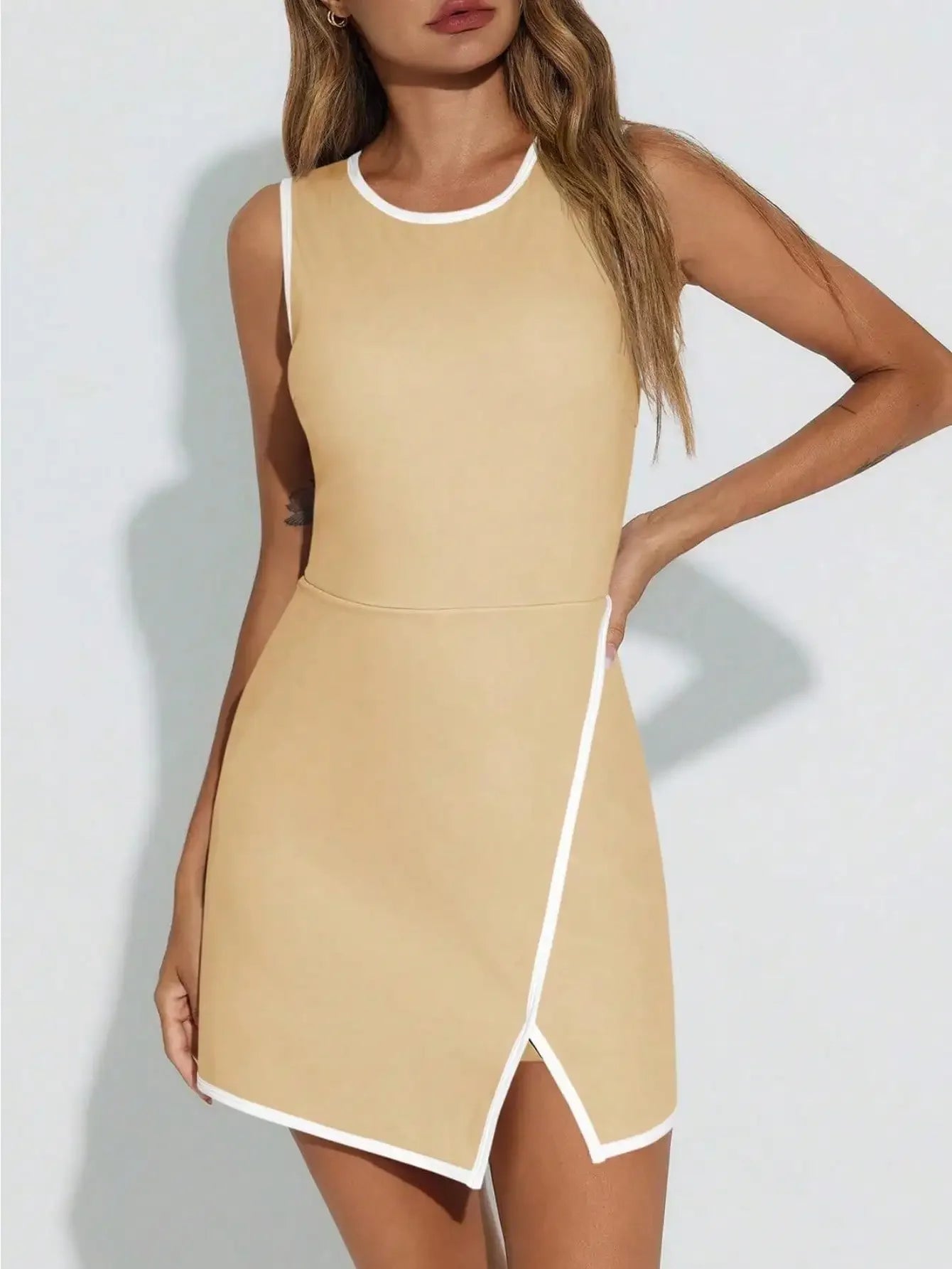 Women's Tennis Dress With Built-In Shorts & Pockets, Sleeveless Athletic Mini Dress With Bra, Golf Sports Dress
