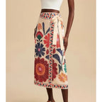 Womens Floral Wrap Midi Skirt Summer Adjustable Tie Side Casual High Waist A Line Beach Boho Long Fla Skirts