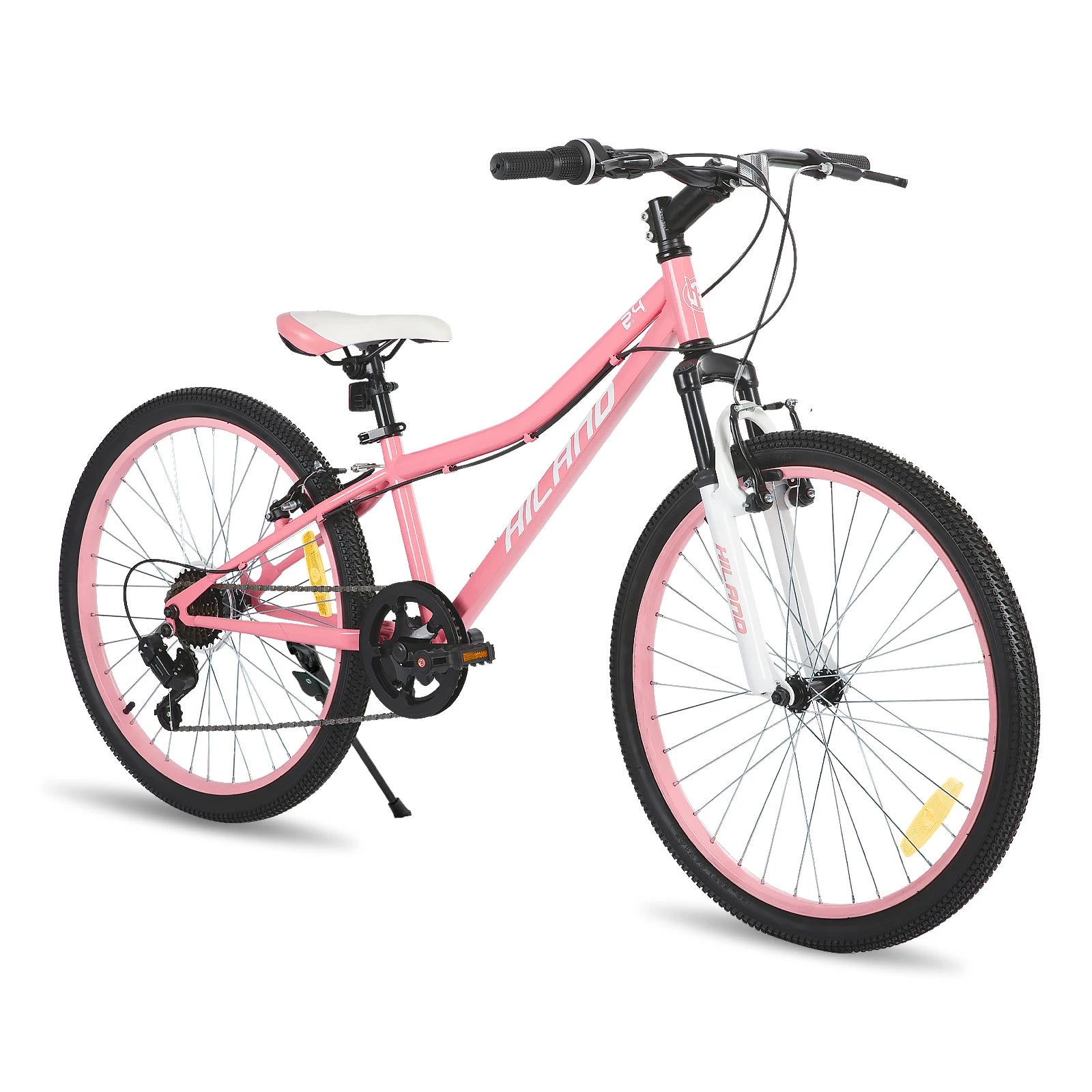 Hiland  24 Inch Mountain Bike for Kids Age 7,Front Suspension Fork Kids' Bicycles for Boys Girls Multiple Colors