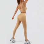 Women's Workout Outfits Ribbed Tank 2 Piece Seamless High Waist Gym Outfit Yoga Shorts Leggings Sets