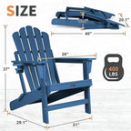 Folding Adirondack Chairs Set of 2, All Weather HDPE Wood Texture Fire Pit Chairs with Cup Holder for Outdoor, Customized