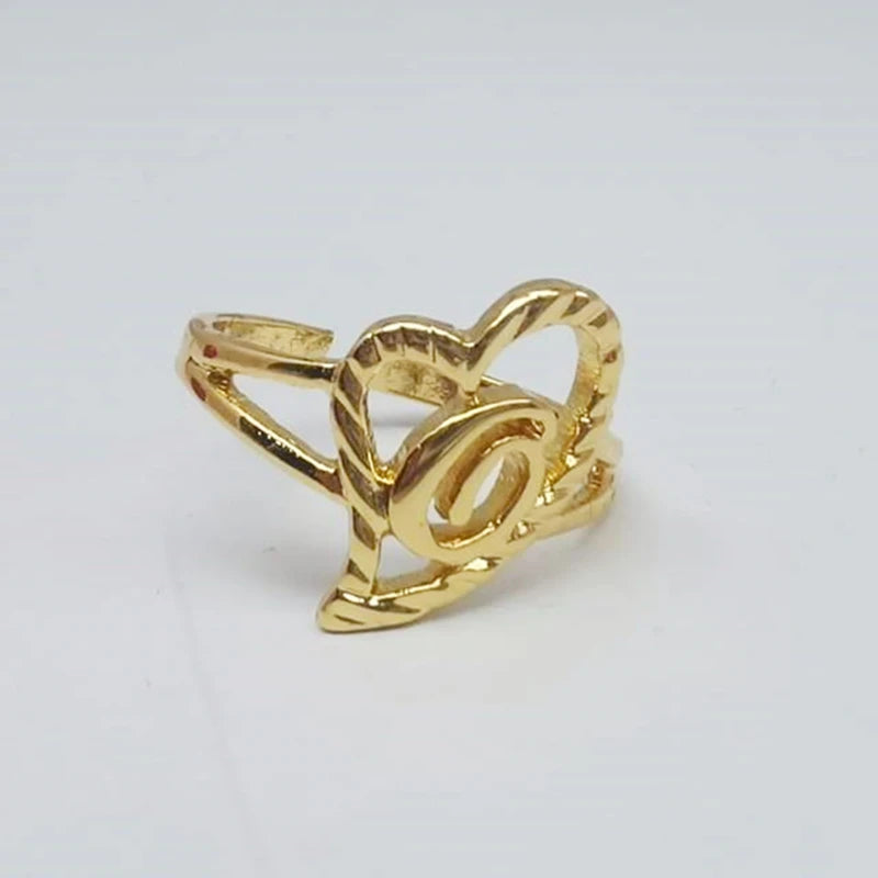 Duoying Custom Initial Rings Personality Hip-Hop Ring Heart Rings Letter Ring Heart Shape Gifts For Mom Gift