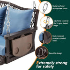 Durable 3-Person Porch Swing with 900lbs Capacity, Hanging Chains, Cushions, and Cup Holder