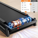 Foldable Incline Treadmill: Auto Adjusting, 330LBS Capacity, Pulse Sensors, Quiet 3.0HP, App-Enabled with LCD Display
