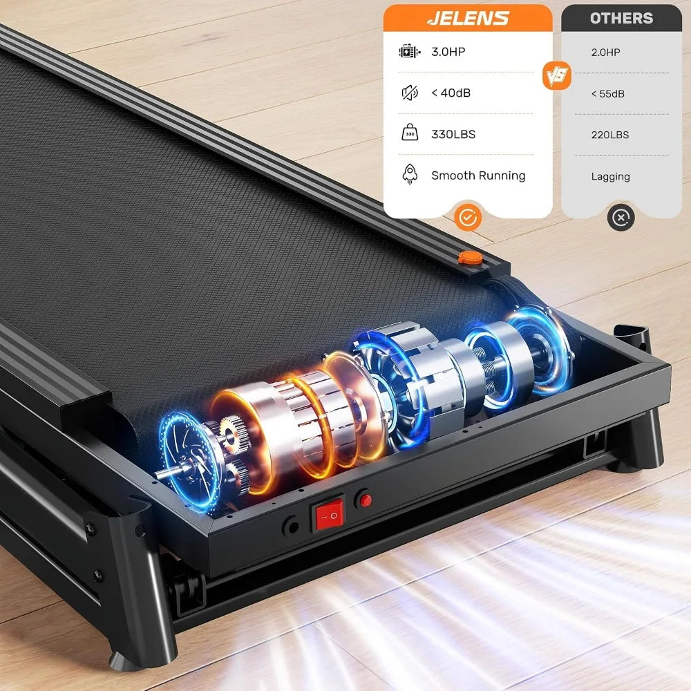 Foldable Incline Treadmill: Auto Adjusting, 330LBS Capacity, Pulse Sensors, Quiet 3.0HP, App-Enabled with LCD Display