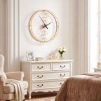 Large Wall Clock, 27” Nordic Style Big Metal Clock, Non-Ticking Decorative Clock