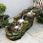 Multi-Tier Outdoor Water Fountain with LED Lights, Suitable for Patio, Garden, and Backyard Décor
