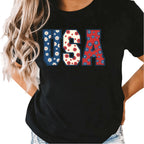 Women's Patriotic 250th Anniversary USA Print Short Sleeve T-Shirt White S-5XL Fashion Oversized Top