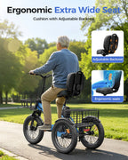 Spacewalk Electric Tricycle for Adults, Folding Trike Bike for Adults | 748.8Wh Removable Battery, Peak 1200W Motor, 18*3.0 Fat Tire, Step-Thru Electric Tricycle, Up to 60 Miles, 18MPH