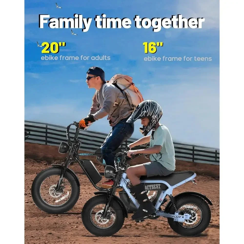 16 Adult/Teen Electric Bike: 1200W Motor, 25MPH, 55-Mile Range, Full Suspension All-Terrain