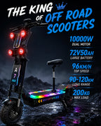 Gleeride A7 MAX 13" Off-road Electric Scooter 2*5000W Motors 72V 50Ah Battery(New Update)