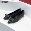 2026 Women's leather loafers, low-heeled moccasins with bows, light ballet flats spring and autumn