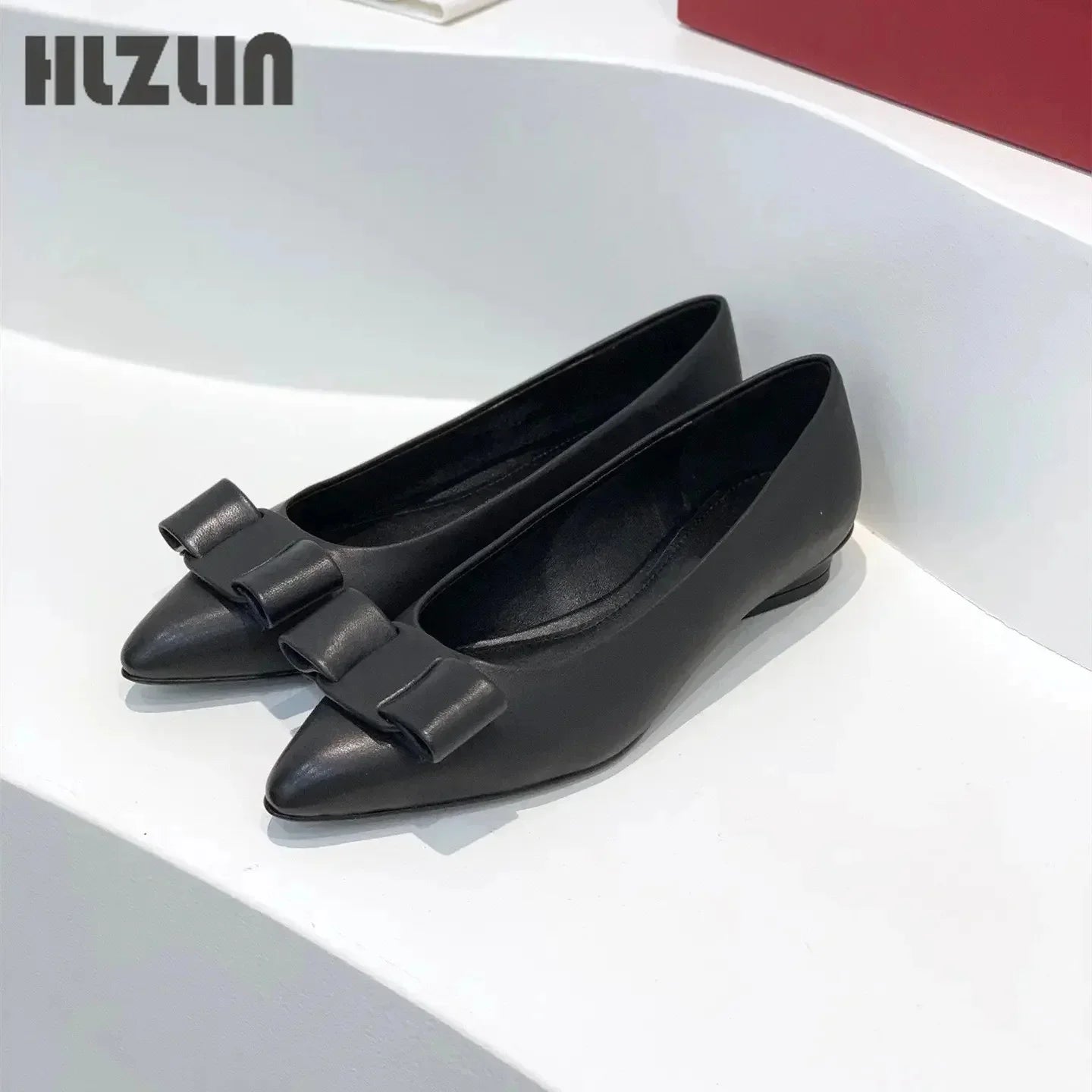 2026 Women's leather loafers, low-heeled moccasins with bows, light ballet flats spring and autumn