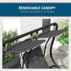 Double Seat Outdoor Patio Swing Chair Glider with Removable Canopy And Cup Holders for Porch Garden Poolsid Furniture