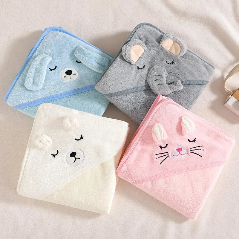 Toddler Bathrobe Infant Bath Towel Boy Girl Blankets Swaddle With Hood Cartoon Coral Fleece Towel Blanket Newborn Kids Bedding baby bath towel banheiras de bebê robôs bathrobes