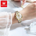 OLEVS 2897 Elegance Original Quartz Movement Women Watch Multifunctional Diamond Dial Luminous Function 30m Waterproof Watch