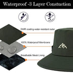 L/XL/XXL UV50+ Waterproof Bucket Sun Hat for Fishing Golf Hiking All-Weather Outdoor Rain Hat Stiff Brim