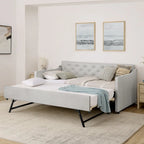 Twin Upholstered Daybed with Pop-Up Trundle and USB Charging