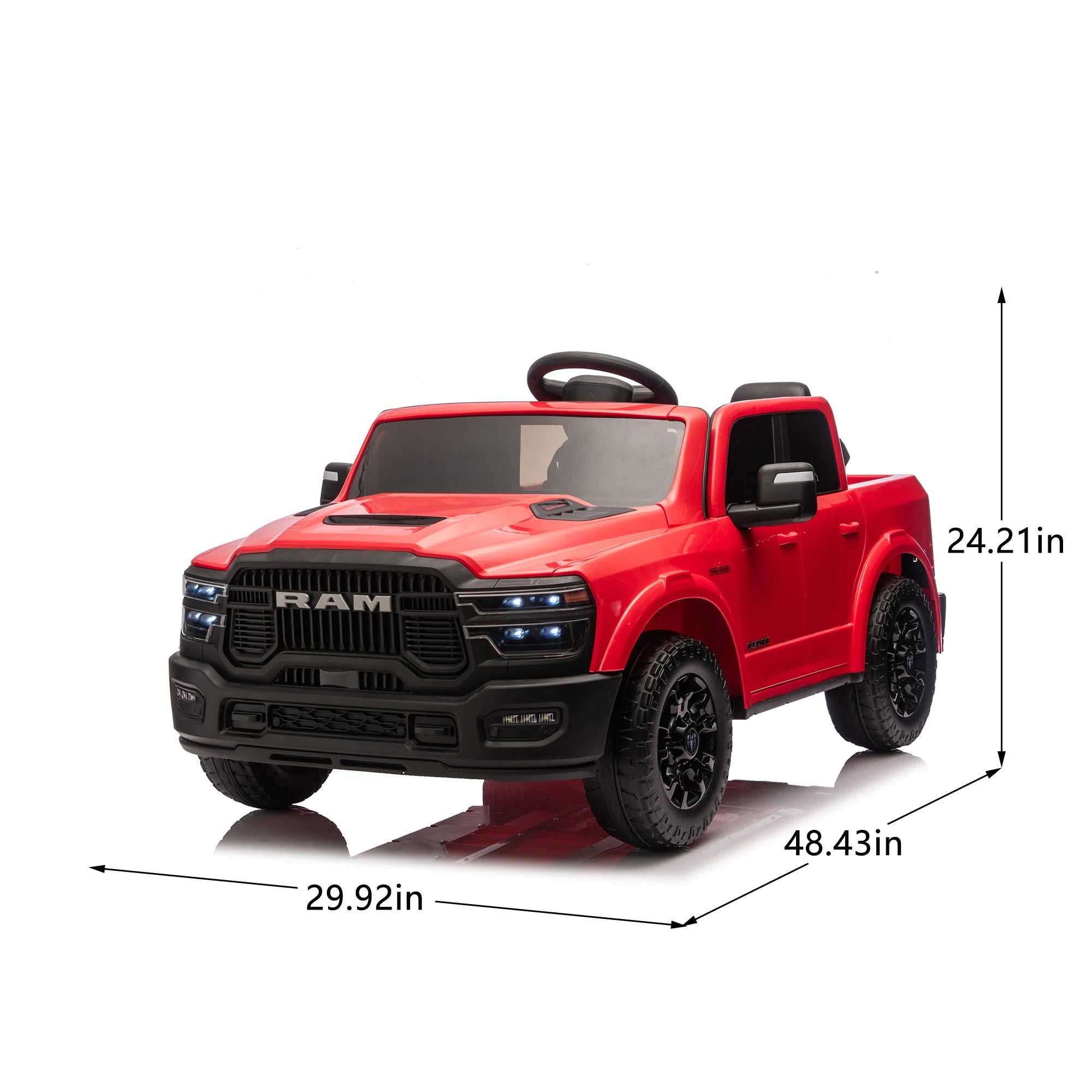 24V 160W Kids Ride on Electric Truck with Parent Remote Control Suspension LED Lights Bluetooth Music Storage Red Tan Cars