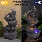 27 Inch 5-Tier Outdoor Water Fountain with Lights Outdoor Garden Waterfall Decor for Patio Garden Backyard Porch Home Art Docor