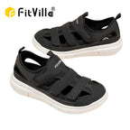 FitVille Men's Sandals Wide Design Diabetic Shoes Lightweight Breathable for Swollen Feet with Arch Support Sandals