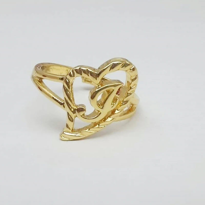 Duoying Custom Initial Rings Personality Hip-Hop Ring Heart Rings Letter Ring Heart Shape Gifts For Mom Gift