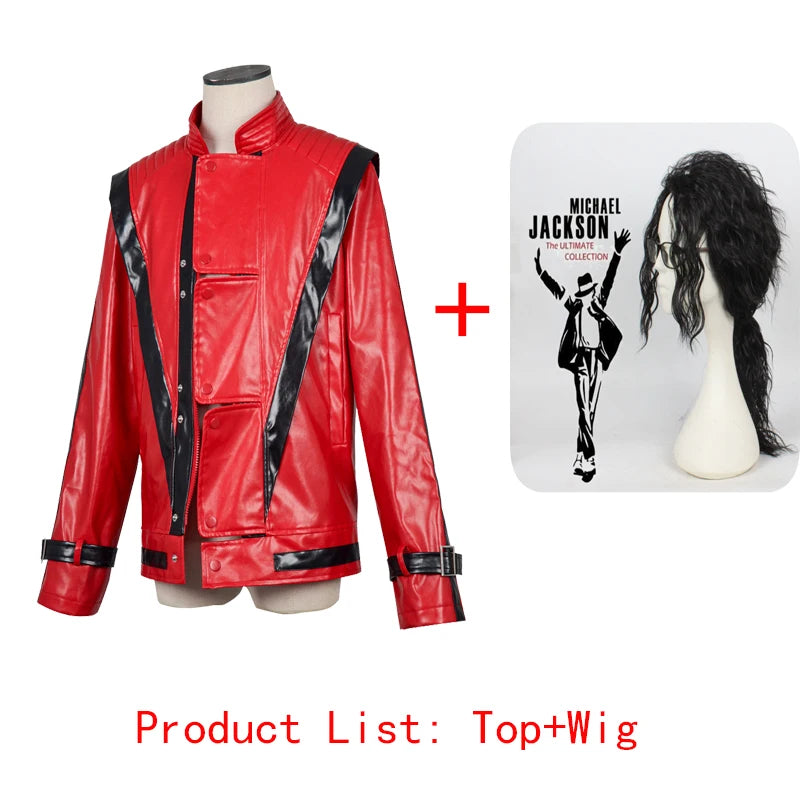 Halloween costume Jackson cosplay jacket imitator world dance king creator red and white leather jacket stage performance pa