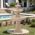 3-Tier Bubbler Fountain, 48.4 Outdoor Waterfall for Yard and Garden Decor