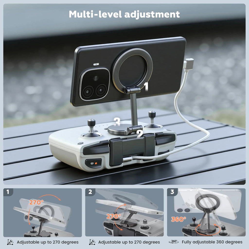 STARTRC Adjustable Magnetic Phone Stand for DJI RC-N1/N2/N3 Remote Control,for DJI Neo 2/ Avata 360/Mini 5 Pro/ 4 Pro/ 3/ Mini 4K/Air 3S/Avata 2 Drone Accessories